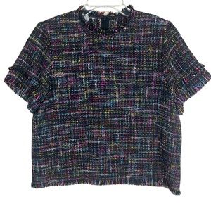 Vibrant colored tweed top